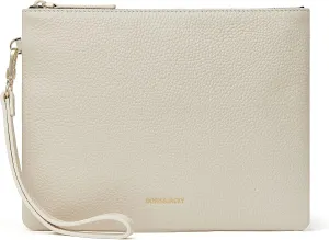 DORIS&JACKY Leather Wristlet Clutch Purse for Women Large Slim Phone Pouch Bag With Detachable Strap