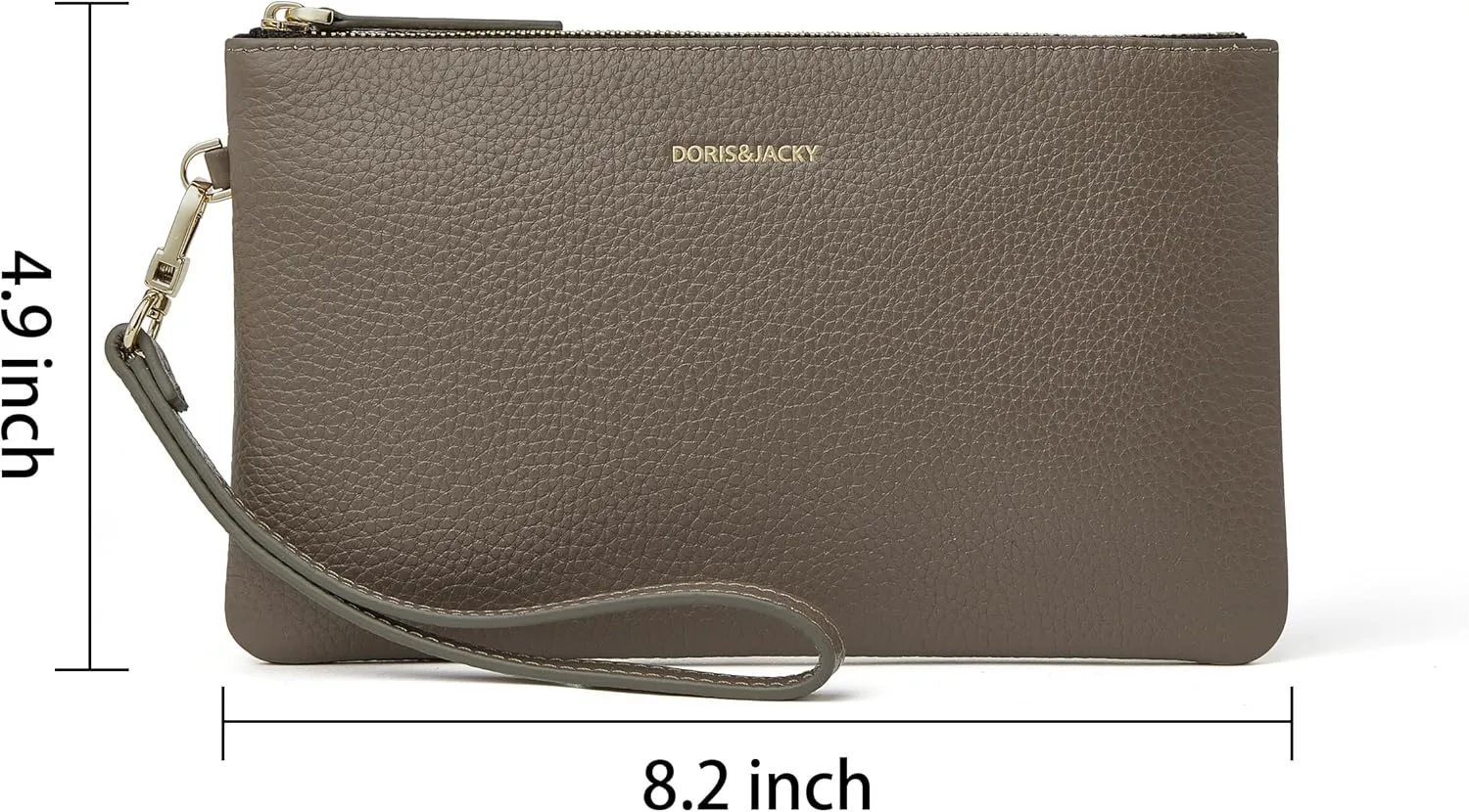 DORIS&JACKY Small Leather Wristlet Clutch Purse for Women Slim Designer Wallet and Cellphone Pouch Bag With Detachable Strap