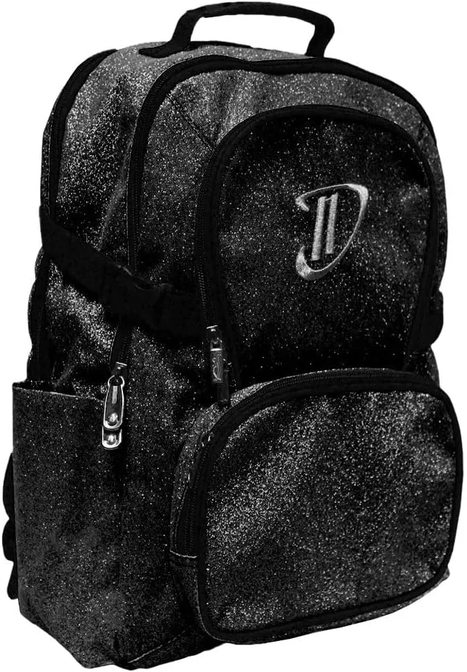 Dream Duffel Classic Backpack for Women & Children, Small Travel Bag, Water-Resistant, Padded Back & Shoulder Straps, Size 17.5”x14”, Black Sparkle