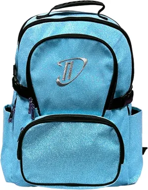 Dream Duffel Classic Backpack for Women & Children, Small Travel Bag, Water-Resistant, Padded Back & Shoulder Straps, Size 17.5”x14”, Blue Sparkle