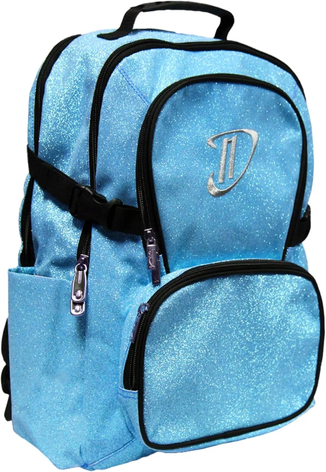 Dream Duffel Classic Backpack for Women & Children, Small Travel Bag, Water-Resistant, Padded Back & Shoulder Straps, Size 17.5”x14”, Blue Sparkle