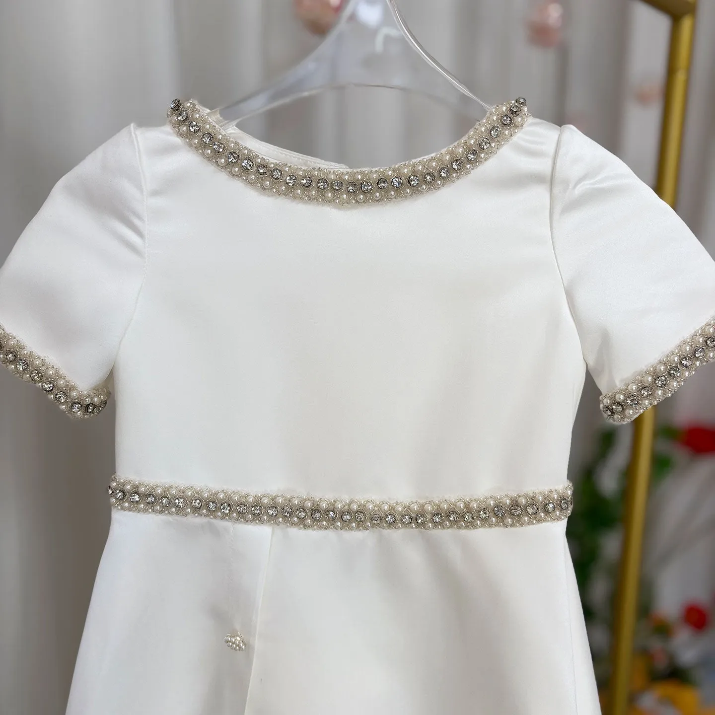 DreamyVow White Satin First Communion Weddding Party Girl Dress J297