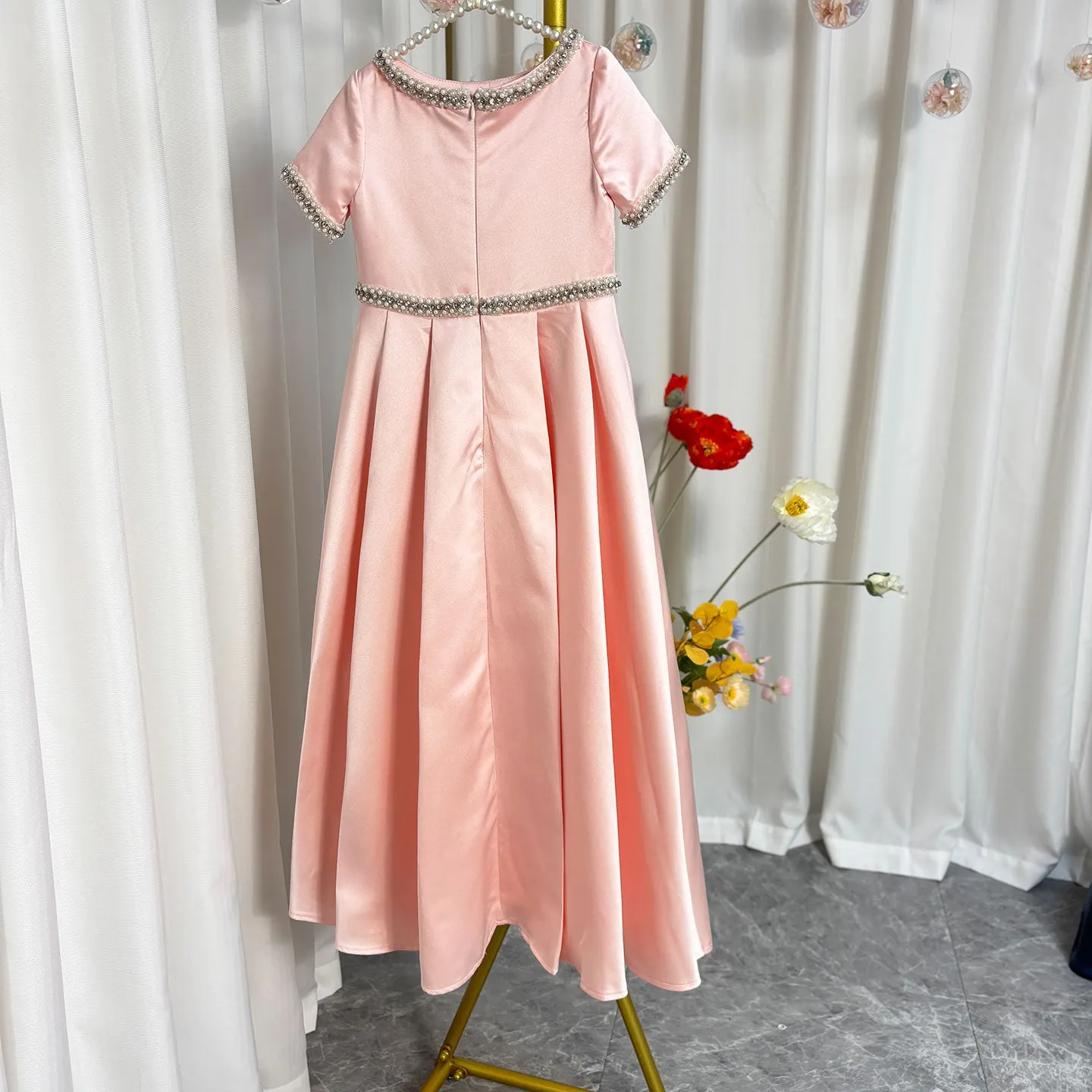 DreamyVow White Satin First Communion Weddding Party Girl Dress J297