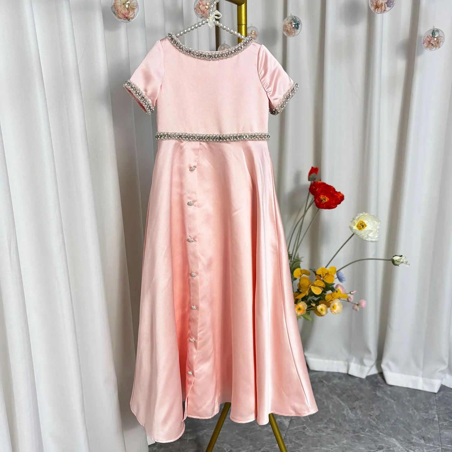 DreamyVow White Satin First Communion Weddding Party Girl Dress J297