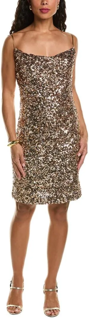 Dress with Sequin and Cowl Neck