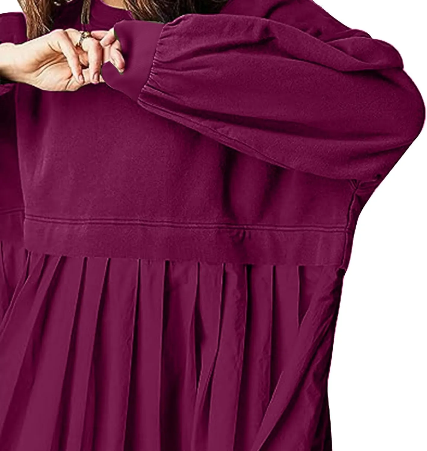 Dresses for Women 2024 Casual Fall Long Sleeve Patchwork Sweatshirt Dress Loose Flowy Swing Mini Dress Preppy Clothes