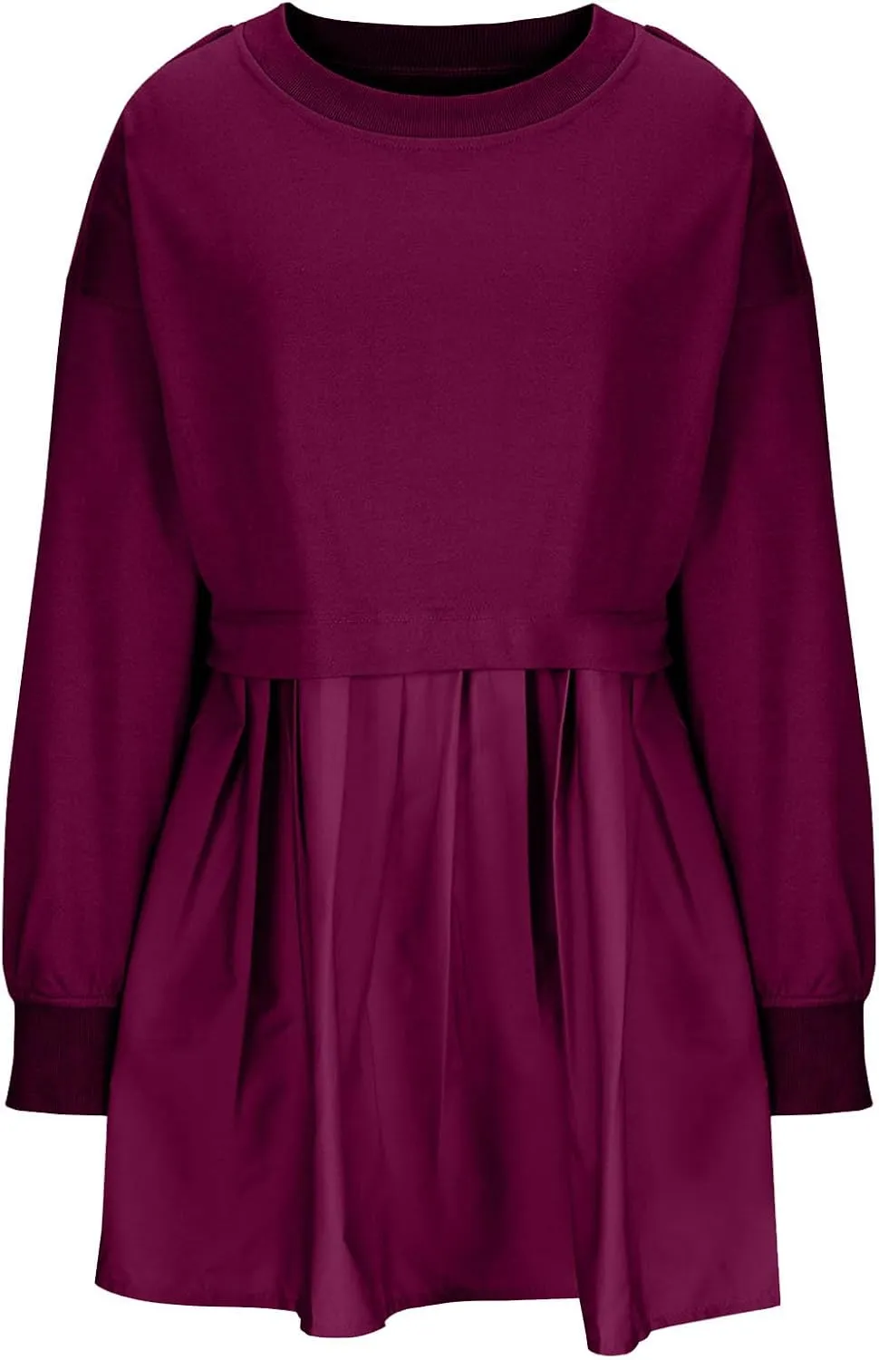 Dresses for Women 2024 Casual Fall Long Sleeve Patchwork Sweatshirt Dress Loose Flowy Swing Mini Dress Preppy Clothes
