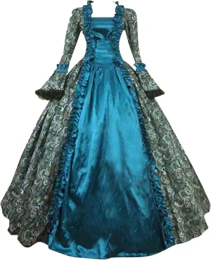 Dresses Women Plus Size Medieval Retro Gothic Court Dress Splicing Retro Dress Long Sleeve Round Neck Dress