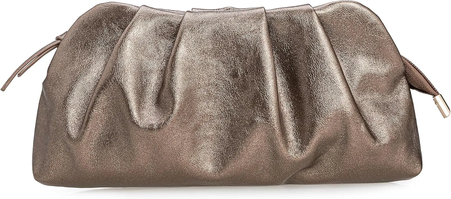 Dressy PU Clutch Purse for Women Formal Soft Pleated Vegan Leather Evening Bag for Wedding/Prom/Cocktail Party