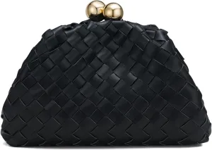 Dressy Woven Clutch Purses for Women Evening Wedding Formal Occasion,Dumpling Crossbody Shoulder Handbags for Women