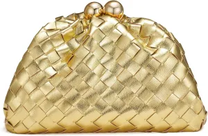 Dressy Woven Clutch Purses for Women Evening Wedding Formal Occasion,Dumpling Crossbody Shoulder Handbags for Women