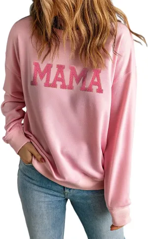 Ecosunny Women's Casual Holiday Mardi Gras Sweatshirt Sequin Print Round Neck Long Sleeve Loose Pullover Tops
