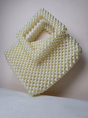 Elegant Pearl Beaded Handbag - Diamond