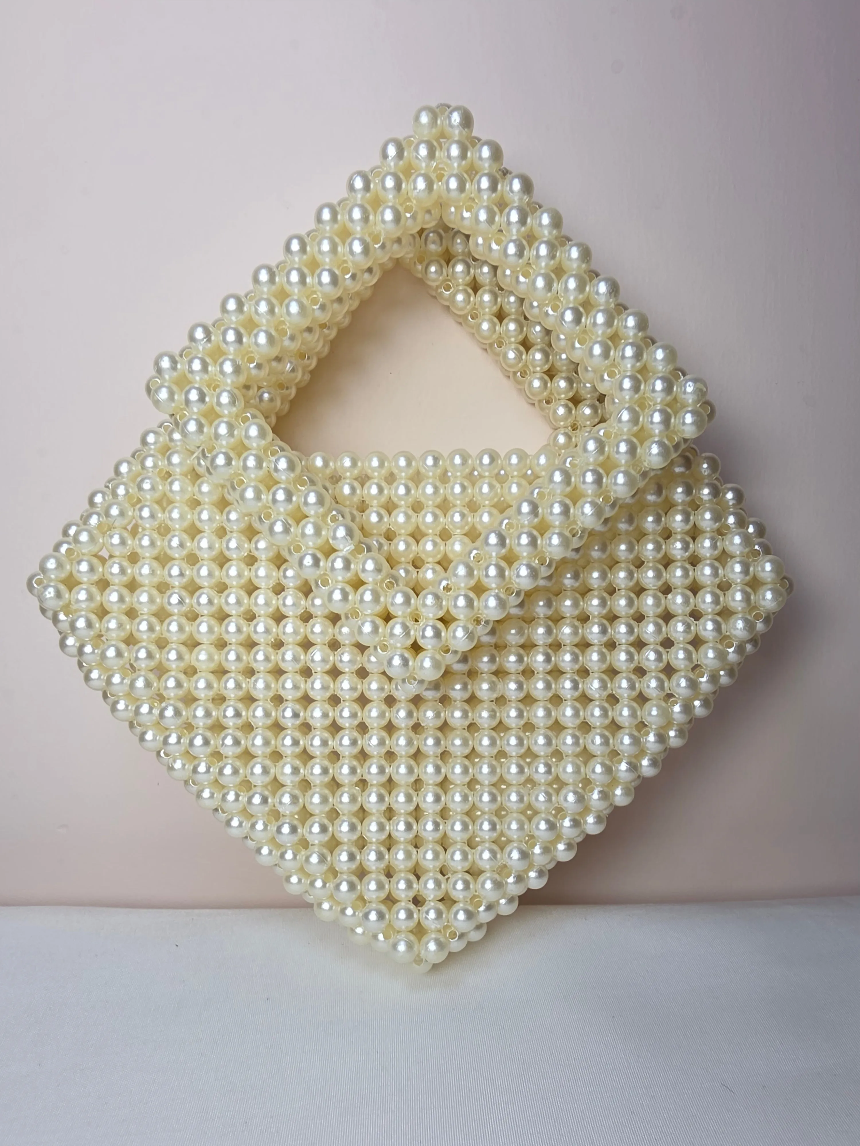 Elegant Pearl Beaded Handbag - Diamond