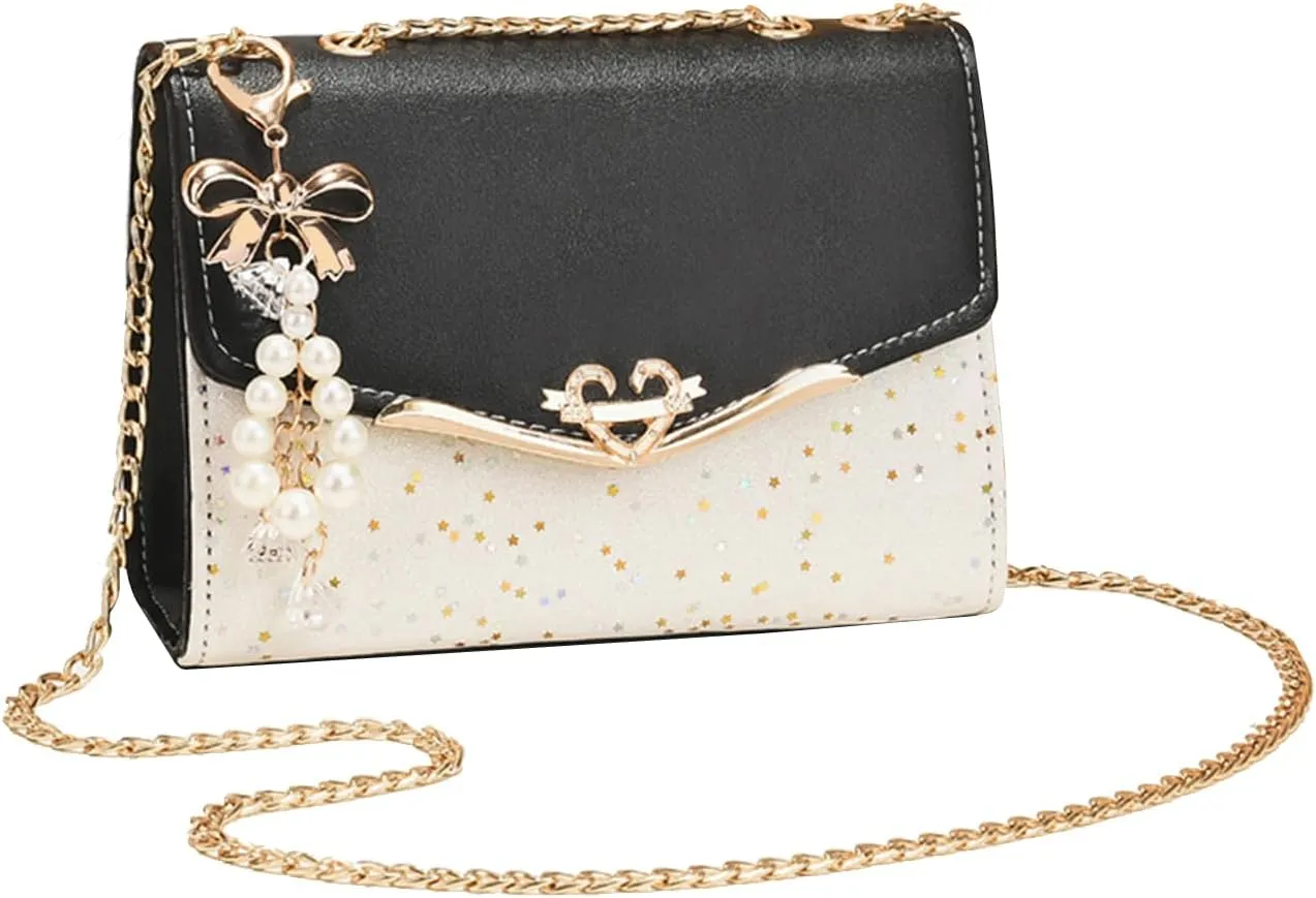 Elegant Shoulder Bag for Women - PU Leather Handbag with Sequin Crossbody & Messenger Bag Styles
