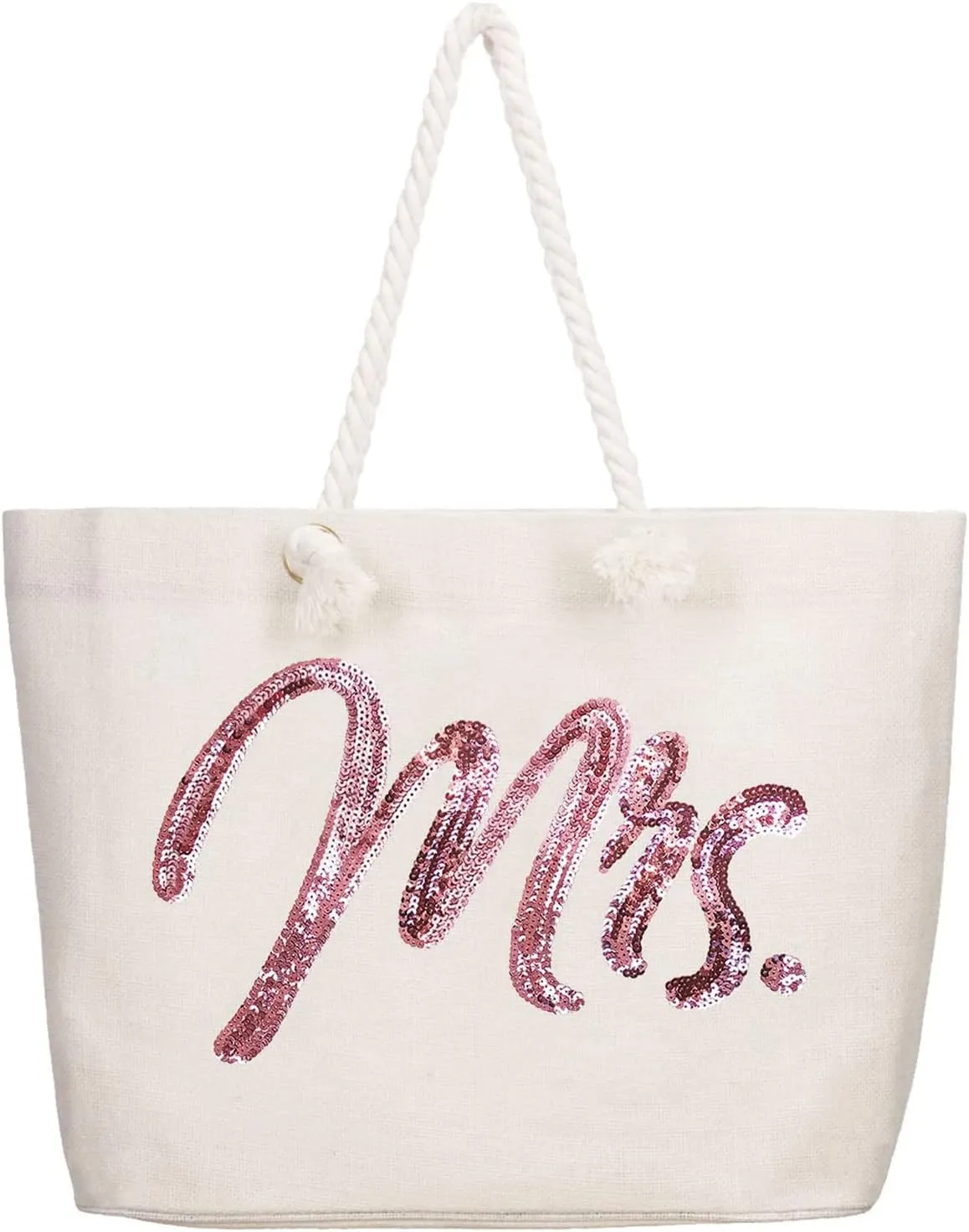 ELEGANTPARK Future Mrs. Large Bride Tote Bag Personalized Wedding Bachelorette Bridal Shower Gifts Shoulder Bag Rose Gold Sequin with Interior Pocket Jute