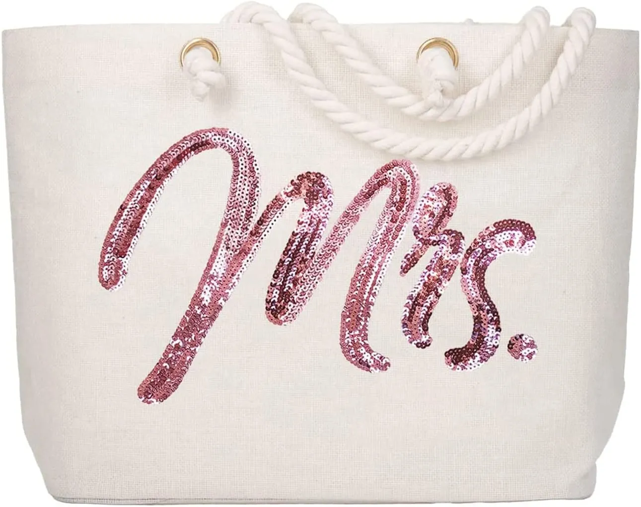 ELEGANTPARK Future Mrs. Large Bride Tote Bag Personalized Wedding Bachelorette Bridal Shower Gifts Shoulder Bag Rose Gold Sequin with Interior Pocket Jute