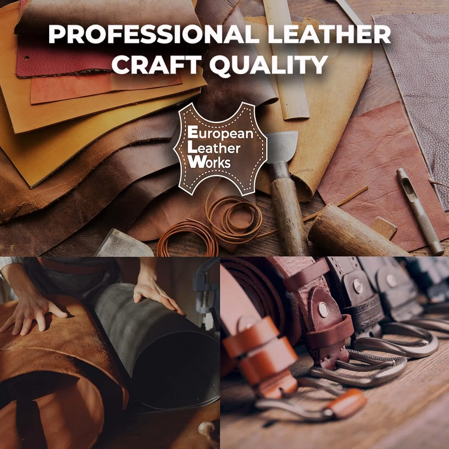 ELW Leather Blank Belt | 5-6 Oz. (2-2.4mm) Thickness | Size: 2-3/4"x84" (6.9x213cm) | Cowhide Vegetable Tanned | Full Grain Strip, Strap | Ideal for DIY Belts for Tooling, Crafting, Stamping, Dyeing