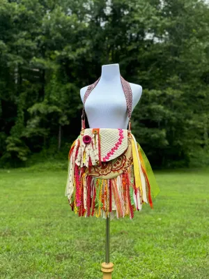 Embellished Brightly Colored Lace Fringe Purse - Boho Handbag, Hippie Style with a Chic Twist