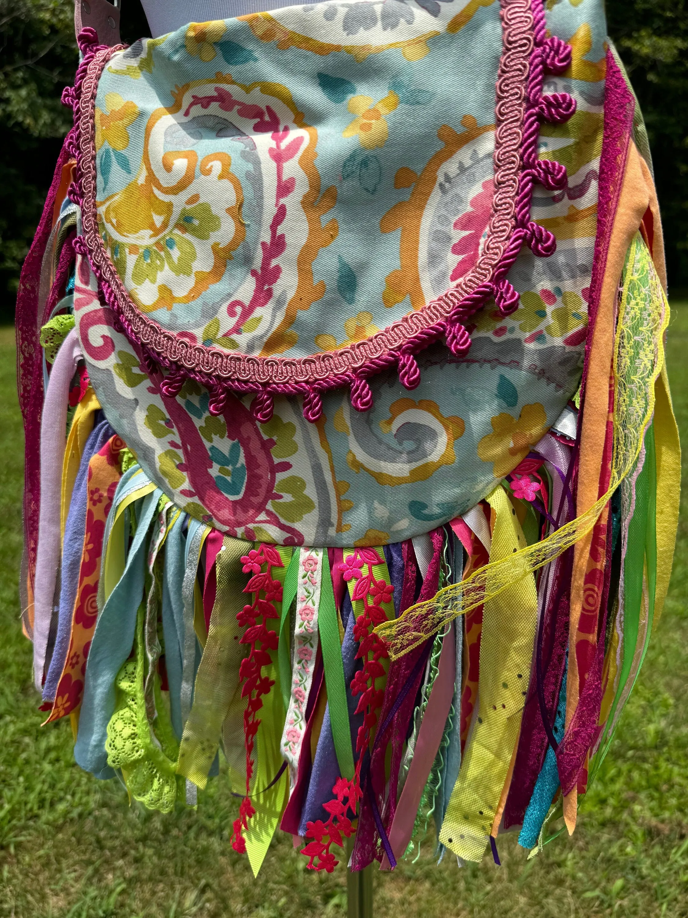 Embellished Brightly Colored Lace Fringe Purse - Boho Handbag, Hippie Style with a Chic Twist