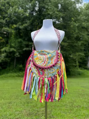 Embellished Brightly Colored Lace Fringe Purse - Boho Handbag, Hippie Style with a Chic Twist