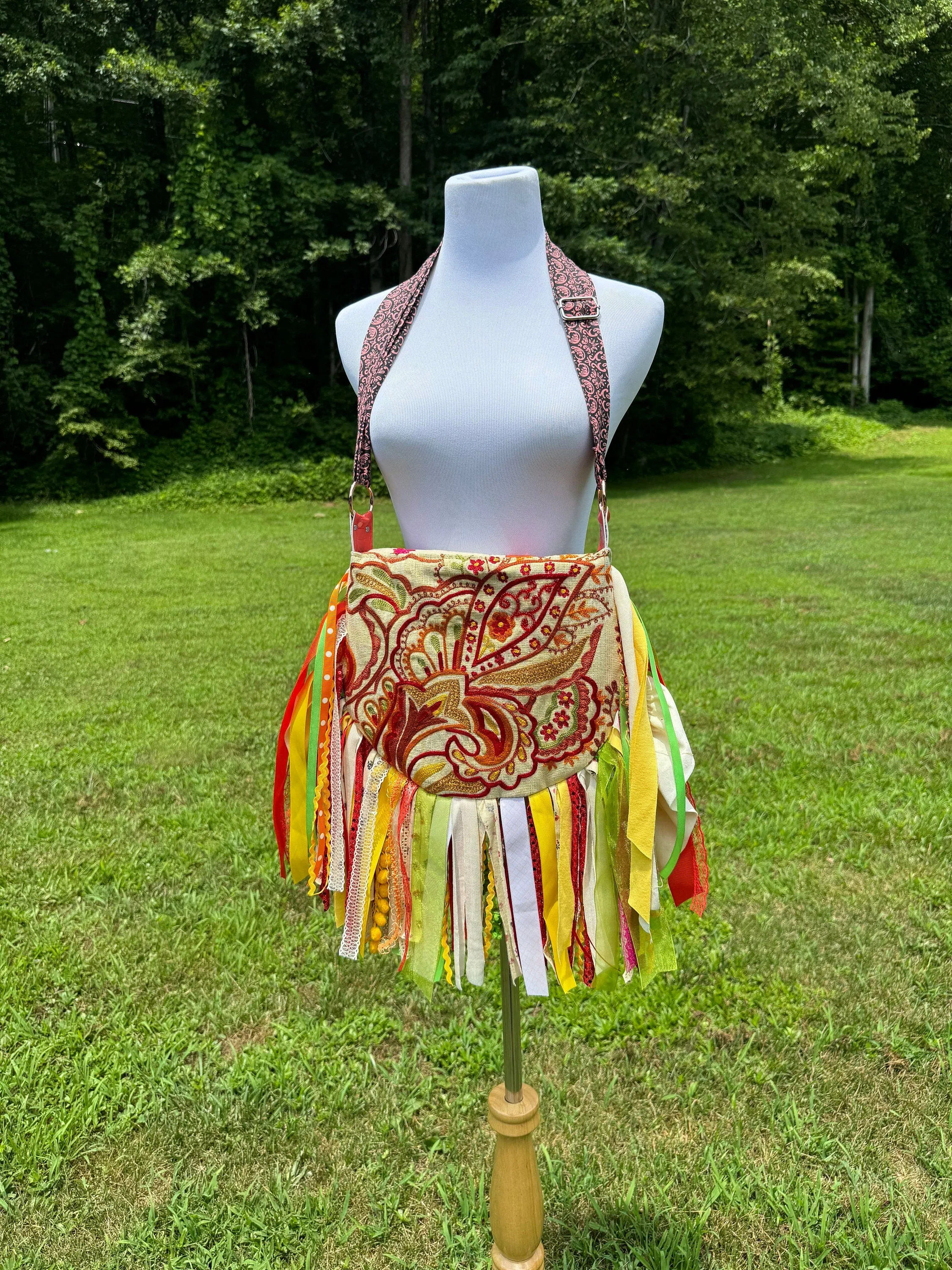 Embellished Brightly Colored Lace Fringe Purse - Boho Handbag, Hippie Style with a Chic Twist