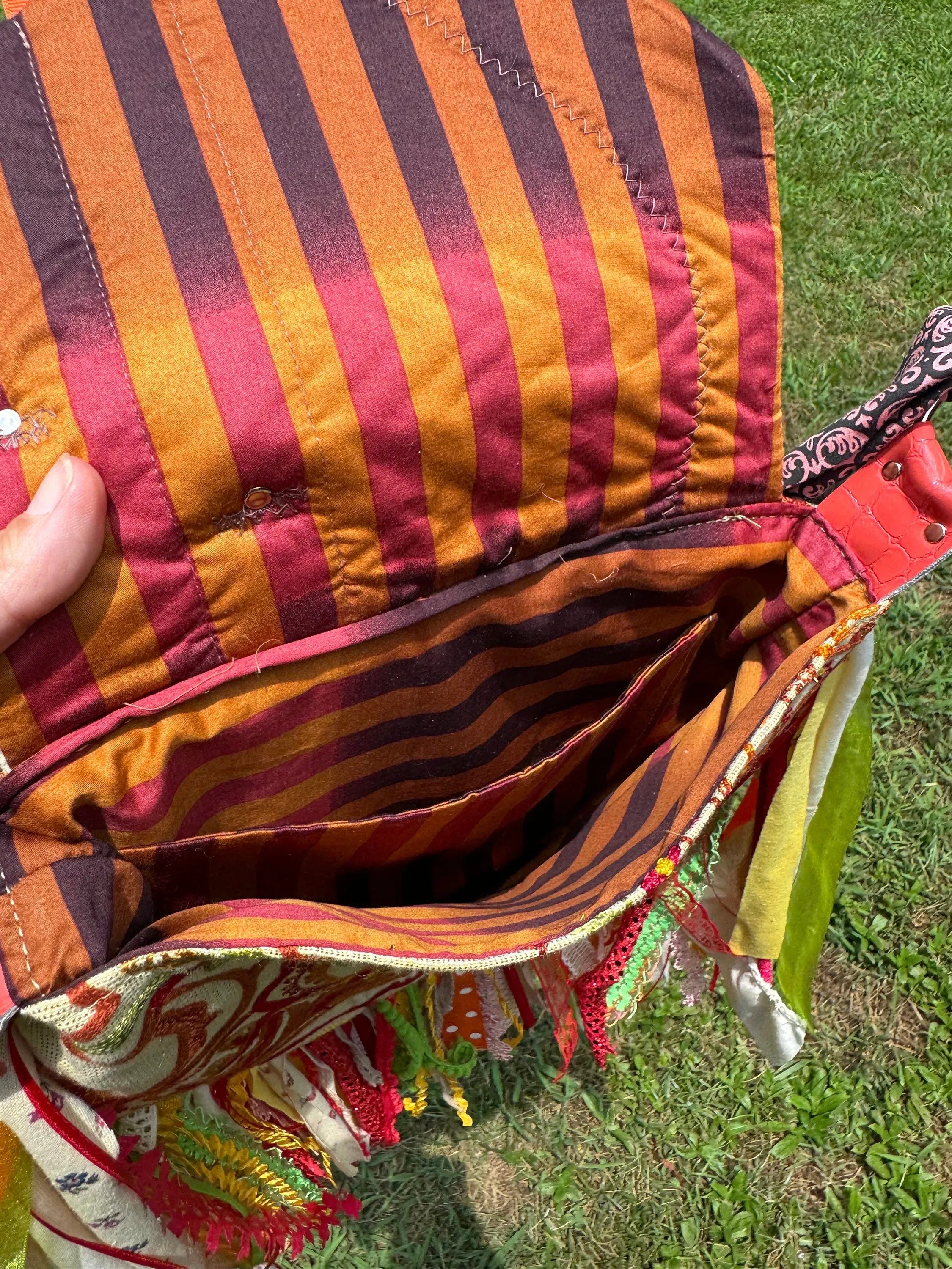 Embellished Brightly Colored Lace Fringe Purse - Boho Handbag, Hippie Style with a Chic Twist