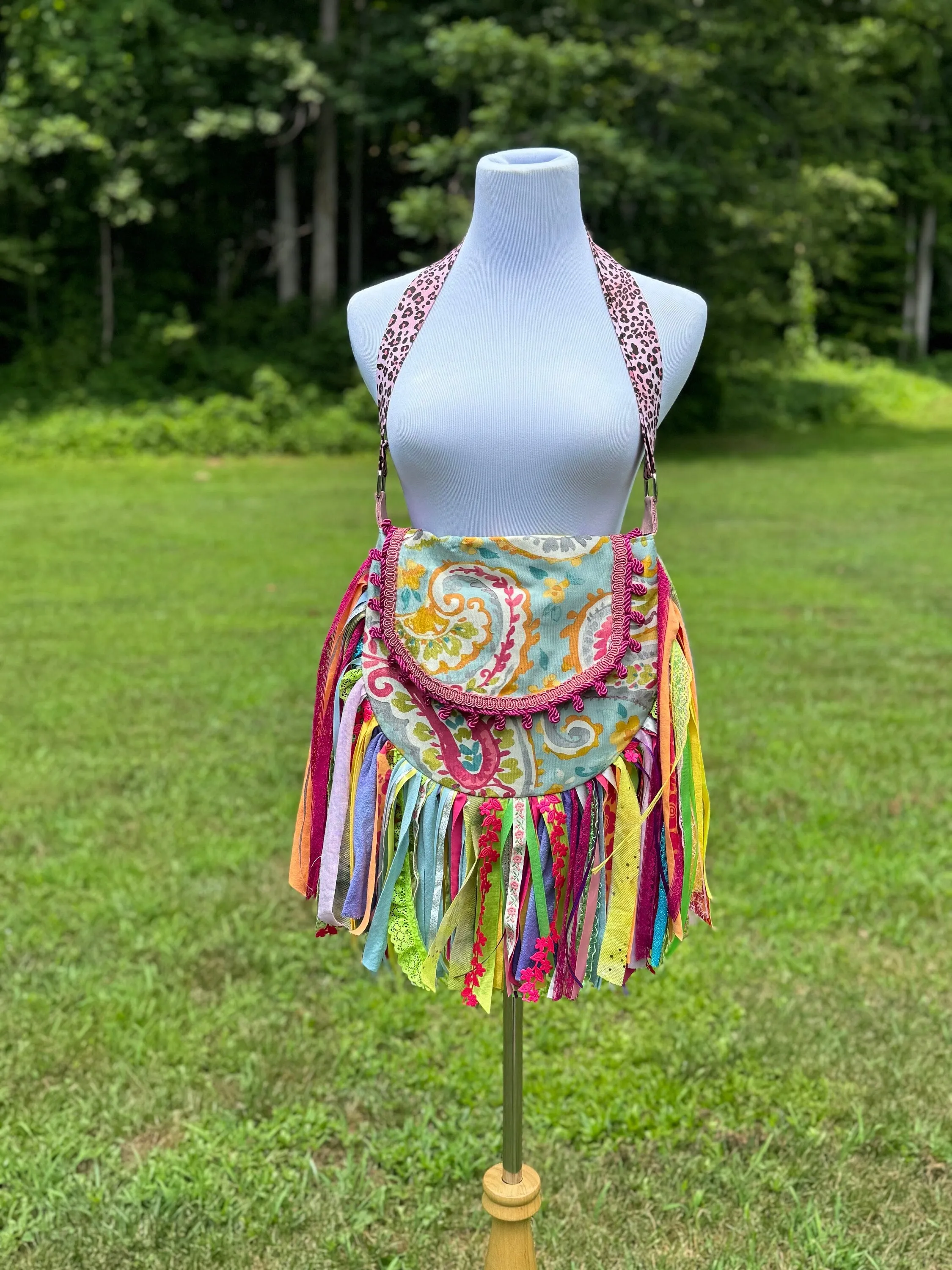 Embellished Brightly Colored Lace Fringe Purse - Boho Handbag, Hippie Style with a Chic Twist