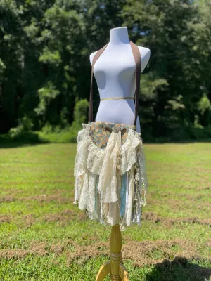 Embellished Earthy Lace Fringe Purse - Boho Handbag, Hippie Style with a Chic Twist