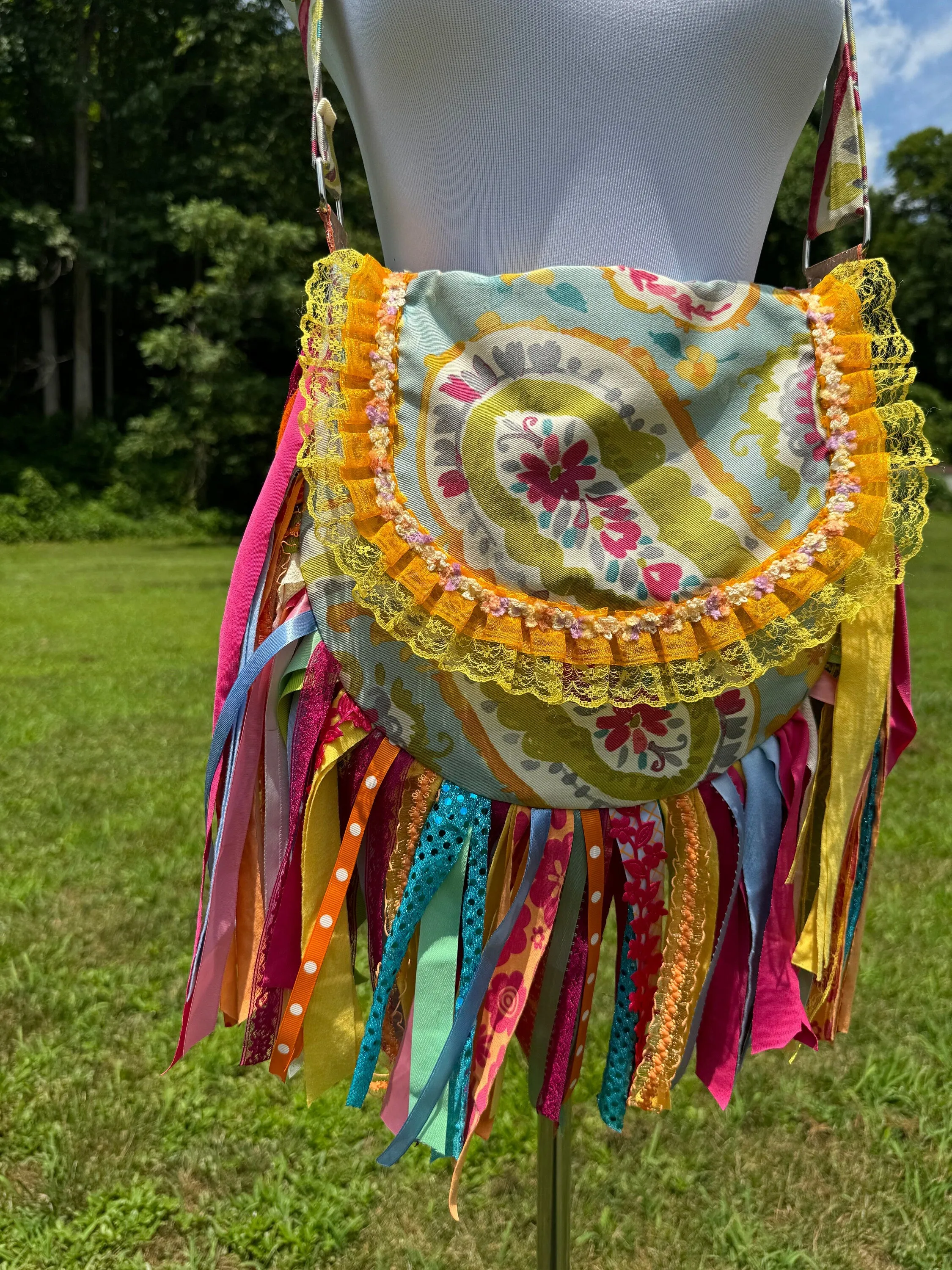 Embellished Lace Fringe Purse - Boho Handbag, Hippie Style with summer Island Vibes.