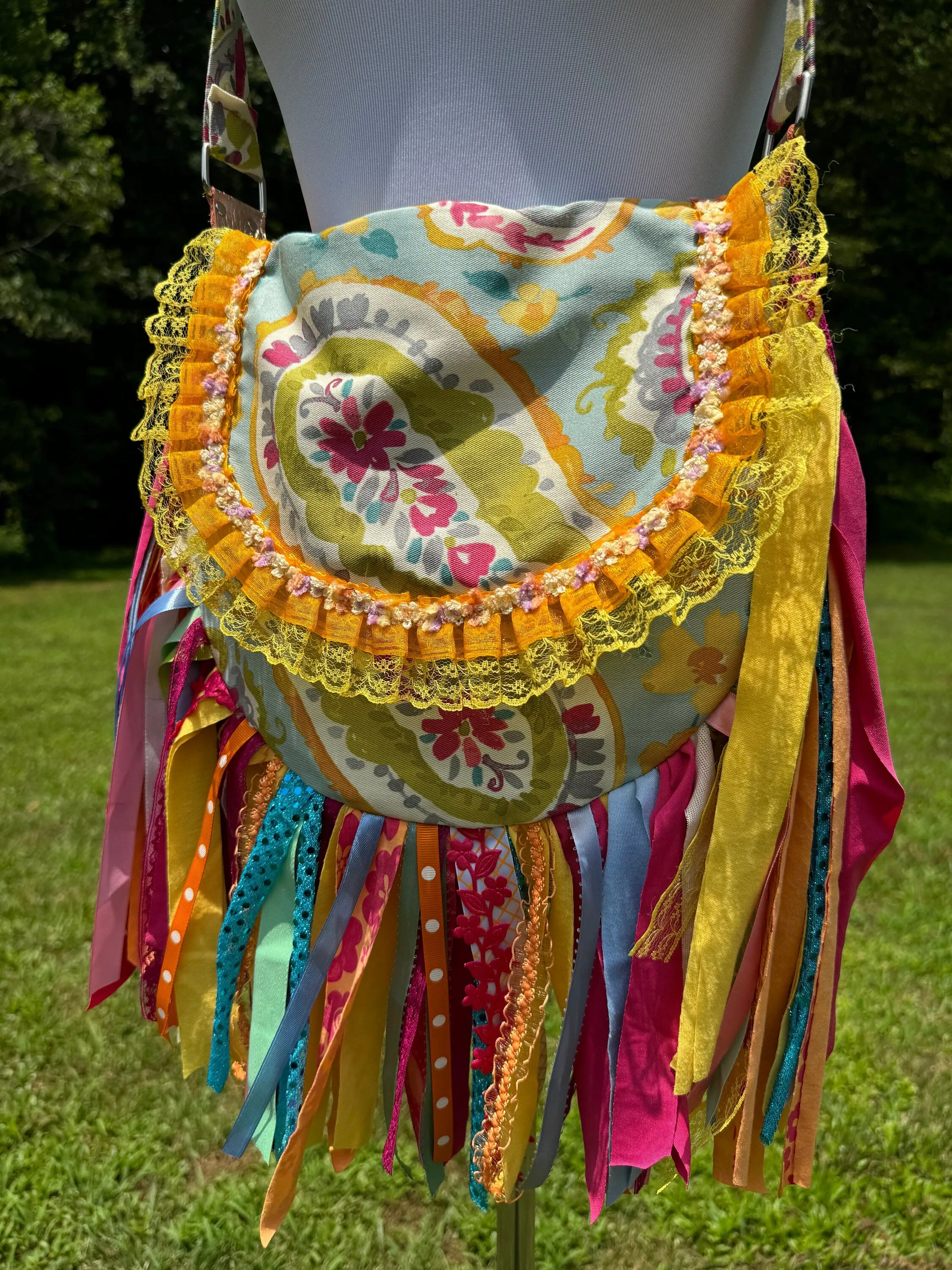 Embellished Lace Fringe Purse - Boho Handbag, Hippie Style with summer Island Vibes.