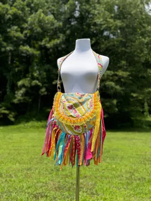 Embellished Lace Fringe Purse - Boho Handbag, Hippie Style with summer Island Vibes.