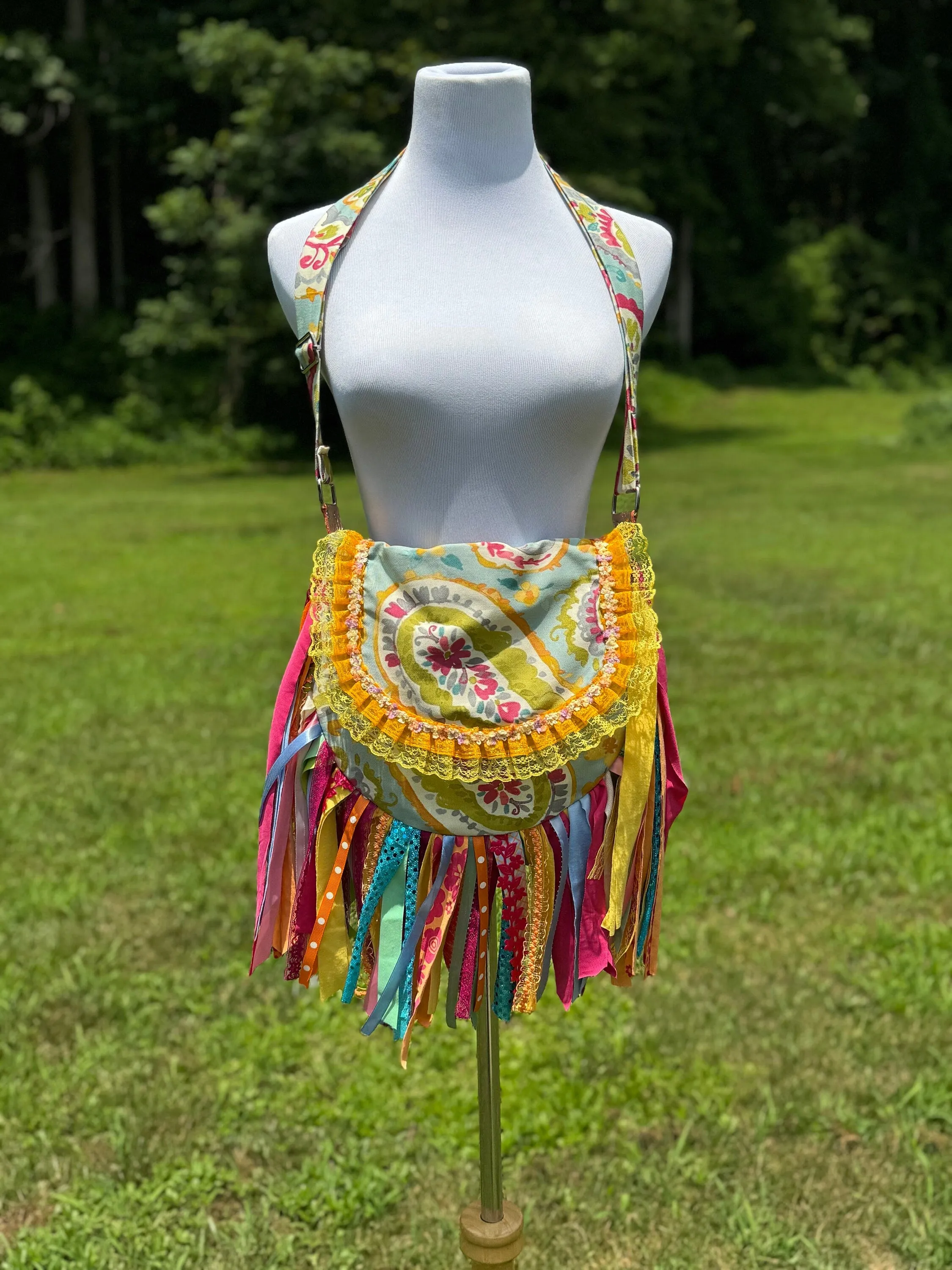 Embellished Lace Fringe Purse - Boho Handbag, Hippie Style with summer Island Vibes.