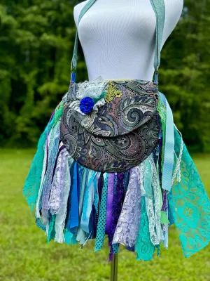 Embellished Purple Lace Fringe Purse - Boho Handbag, Hippie Style with a Chic Twist