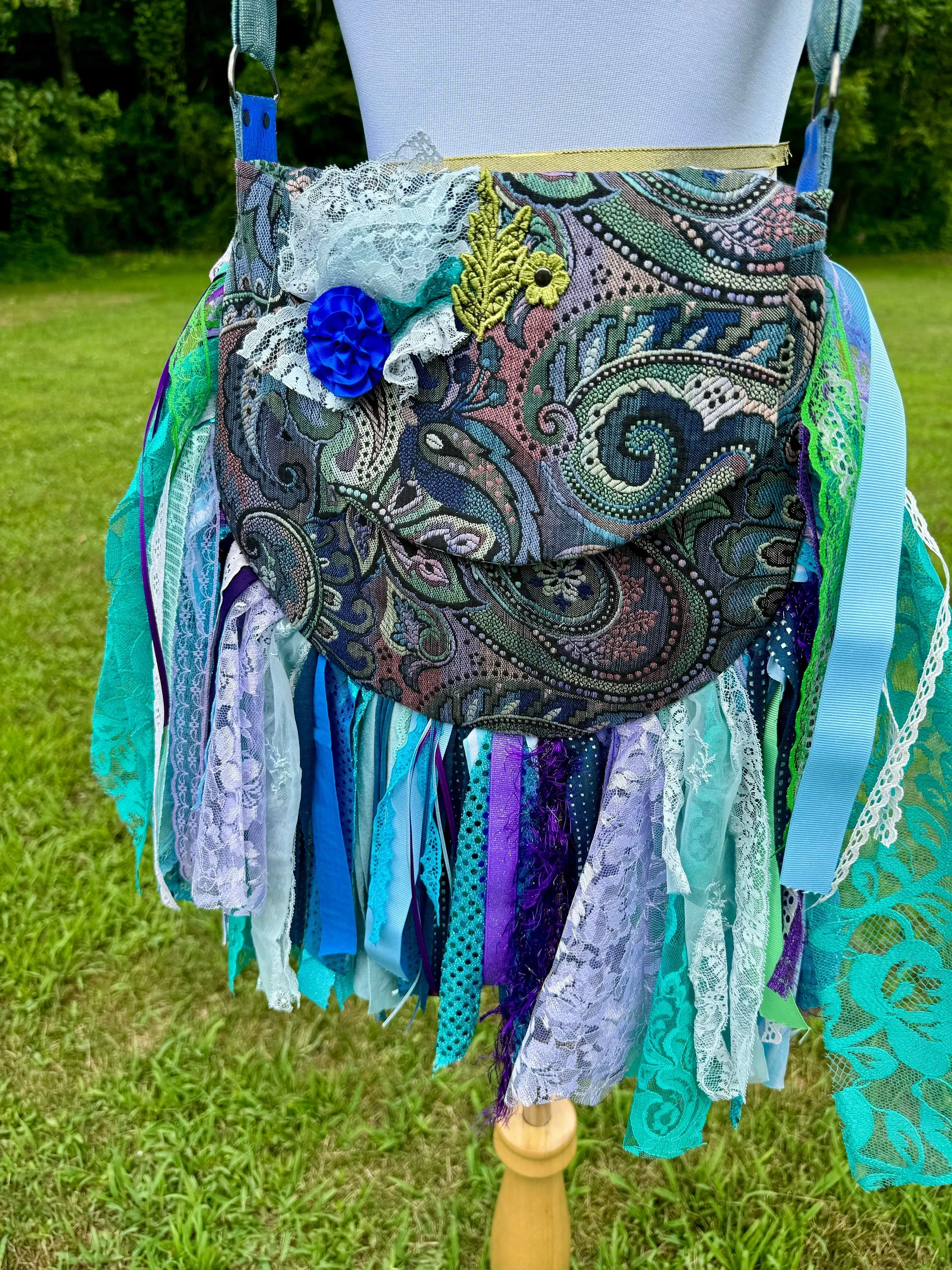 Embellished Purple Lace Fringe Purse - Boho Handbag, Hippie Style with a Chic Twist