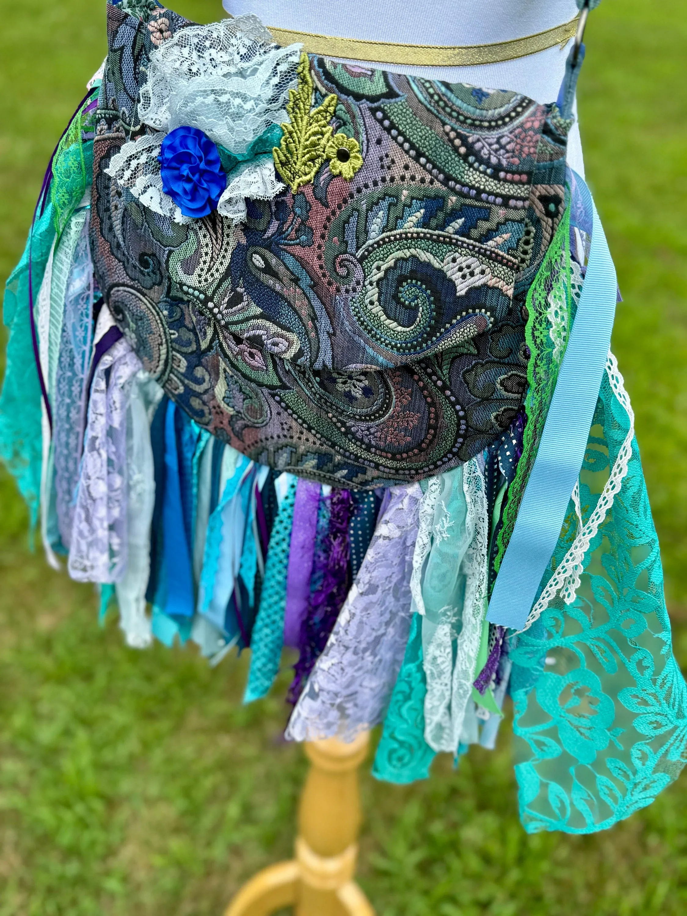 Embellished Purple Lace Fringe Purse - Boho Handbag, Hippie Style with a Chic Twist