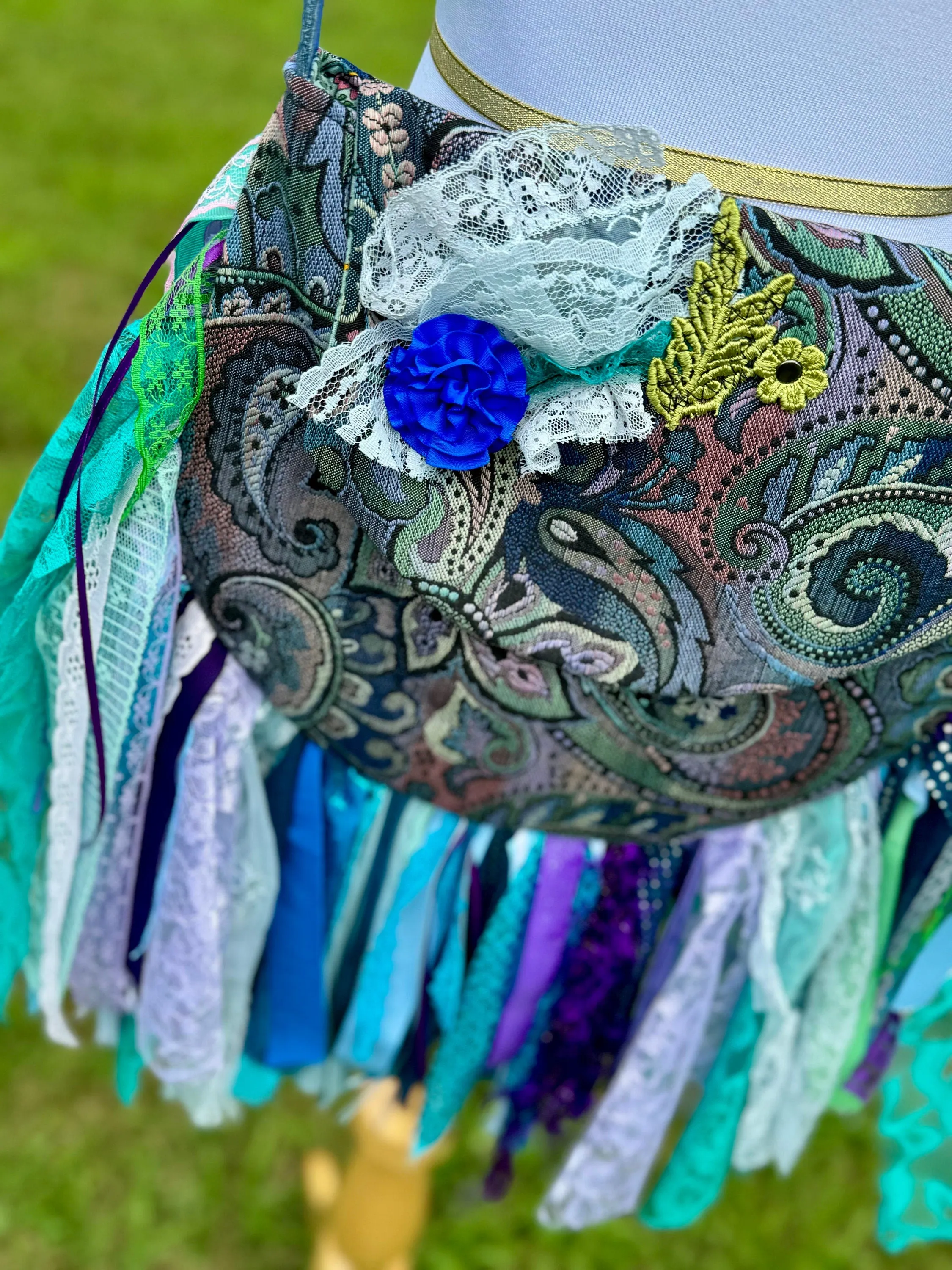 Embellished Purple Lace Fringe Purse - Boho Handbag, Hippie Style with a Chic Twist