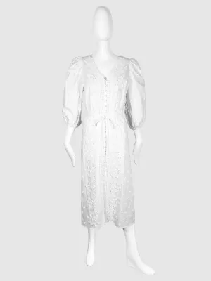 Embroidered Floral Midi Dress - Size 42