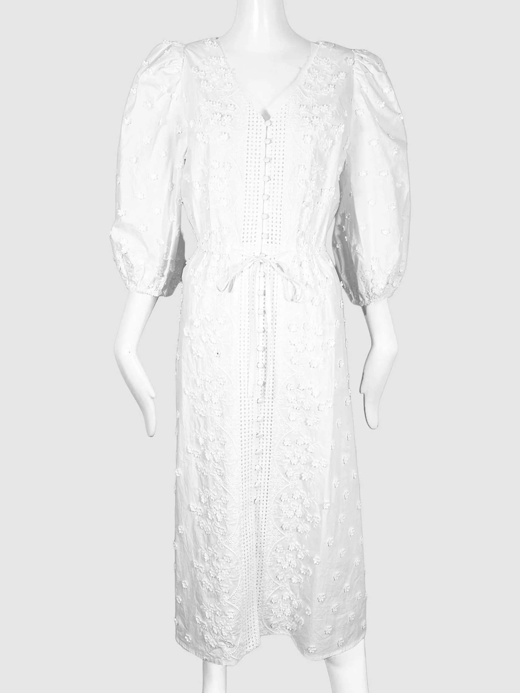 Embroidered Floral Midi Dress - Size 42