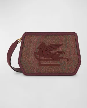 Embroidered Logo Paisley-Print Shoulder Bag