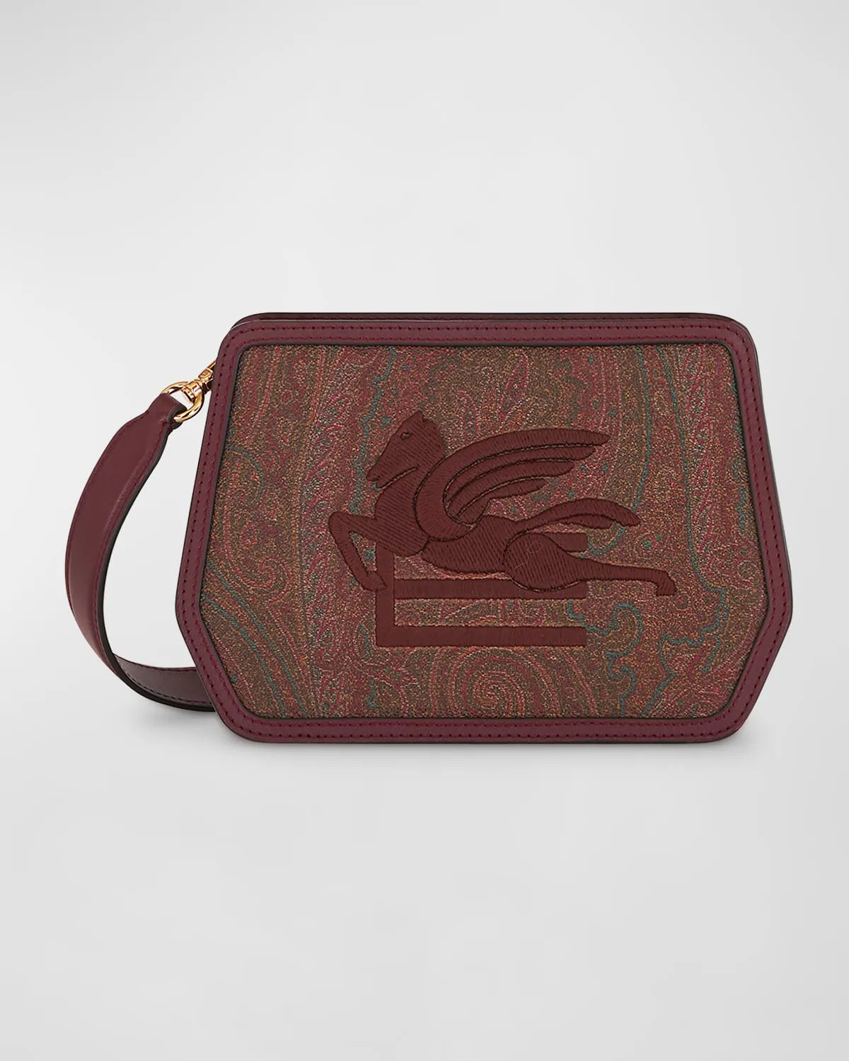 Embroidered Logo Paisley-Print Shoulder Bag