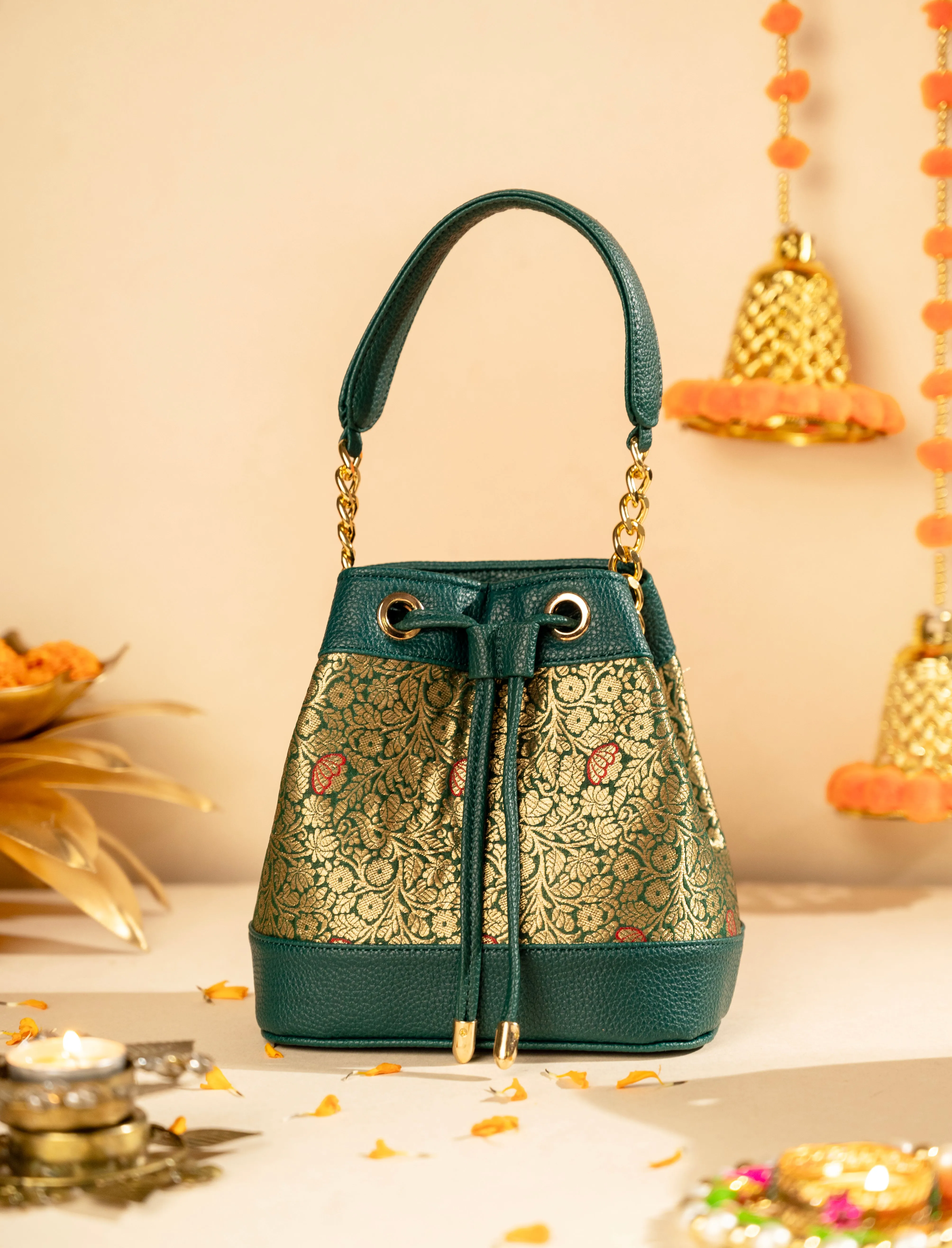 Emerald Green Meher Bucket Bag