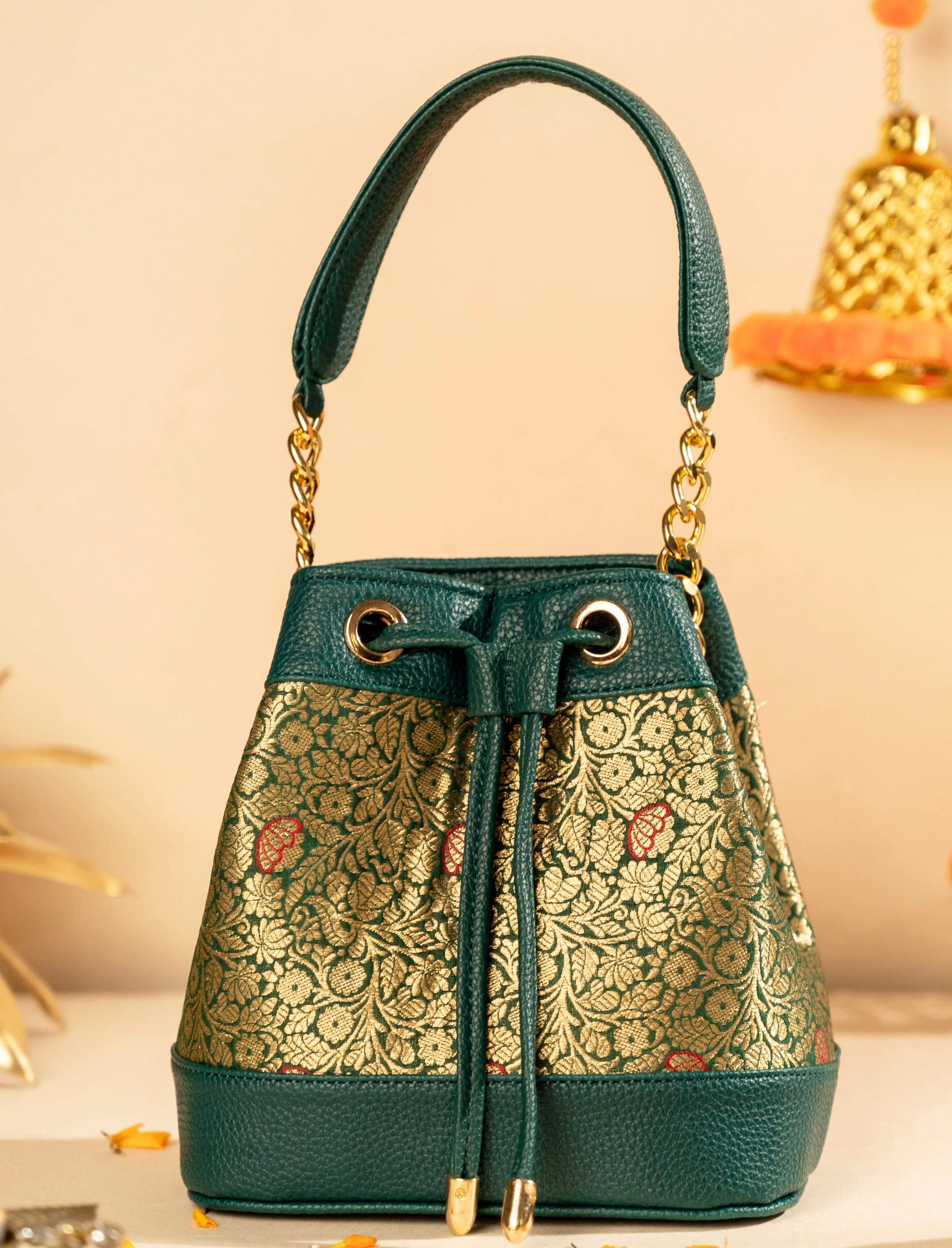 Emerald Green Meher Bucket Bag