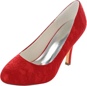 Emily Bridal Red Bridal Pumps Chic Satin Wedding Heels for Women