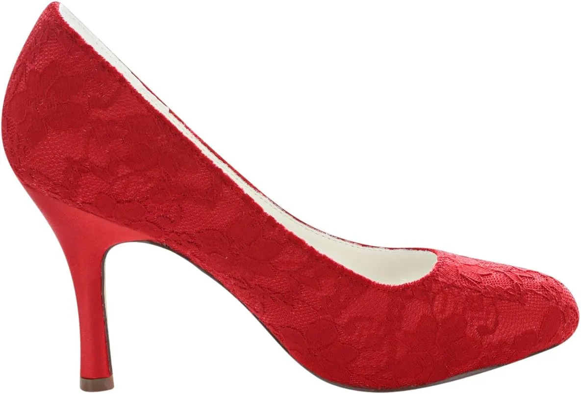 Emily Bridal Red Bridal Pumps Chic Satin Wedding Heels for Women
