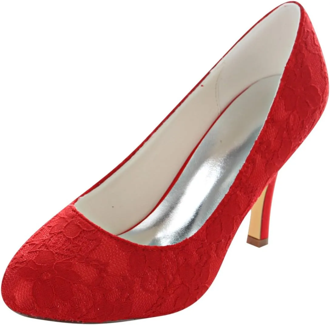 Emily Bridal Red Bridal Pumps Chic Satin Wedding Heels for Women