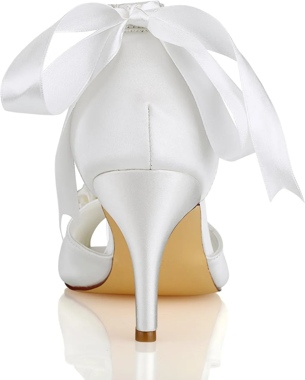 Emily Bridal Silk Wedding Shoes Ivory Peep Toe Bow Pearls Ankle Strap Bridal Shoes