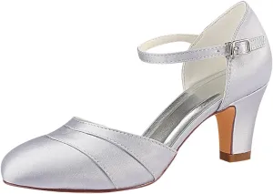 Emily Bridal Wedding Shoes Women's Silk Like Satin Stiletto Heel Closed Toe Pumps