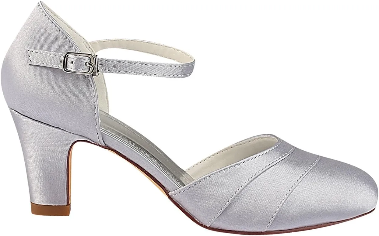 Emily Bridal Wedding Shoes Women's Silk Like Satin Stiletto Heel Closed Toe Pumps