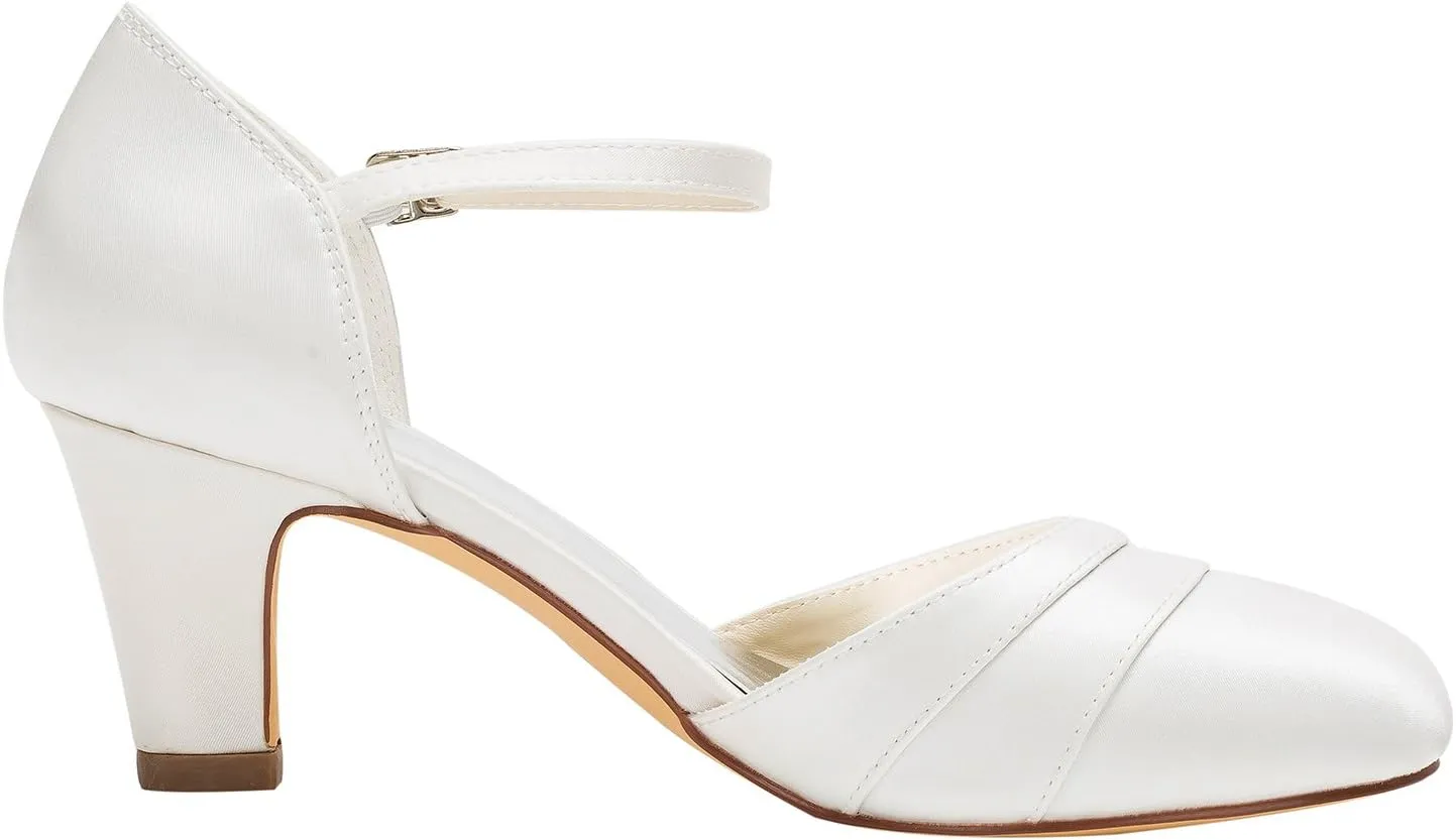 Emily Bridal Wedding Shoes Women's Silk Like Satin Stiletto Heel Closed Toe Pumps